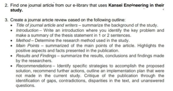 Find One Journal Article From Our E Library That Uses Kansei Engineering In Their Study